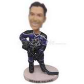 Custom bobblehead ice hockey player with stick