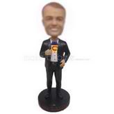 Custom bobblehead man in suit with a super man t-shirt