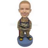 Personalized bobblehead firefighter wearing protection suit