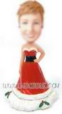 Personalized custom modern woman in red dress bobblehead