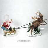 Man ride sleigh car bobble head dolls