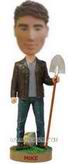 Personalized custom spade in hand modern man bobblehead