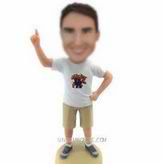 Personalized custom man lift a finger bobblehead