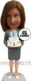 Personalized custom skirt suit lady bobblehead cake topper