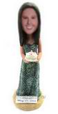 Personalized custom beautiful girl in long dress with her birthday cake bobblehead 