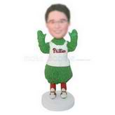 Male mascot in green dress custom bobbleheads