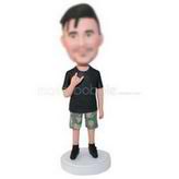 Man in black T-shirt stretched out his fingers custom bobbleheads