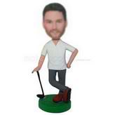 Golf player in white T-shirt custom bobbleheads