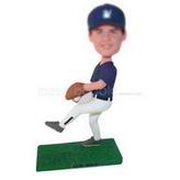 NO.15 baseball pitcher in blue sports suit custom bobbleheads