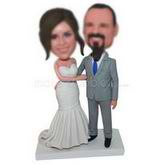 Beard man in suit with his bride in white wedding dress custom bobbleheads