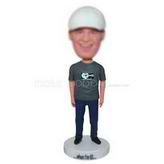 63-year old man wearing white beret custom bobbleheads