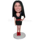 Modern woman in leather dress custom bobbleheads