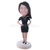 Modern woman in black dress custom bobbleheads