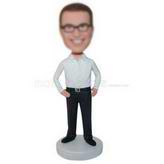 Man in white shirt matching with suit pant custom bobbleheads