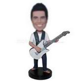 Young man in casual wear playing the guitar custom bobbleheads