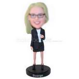 Fashion office lady in black suit custom bobbleheads