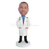 Male doctor in doctor's overall matching with a red tie custom bobbleheads