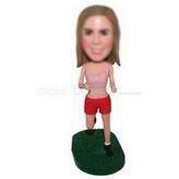 Young girl in running shirt custom bobbleheads