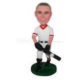 Man in white shirt palying baseball custom bobbleheads