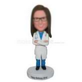 Female doctor in doctor's overall custom bobbleheads