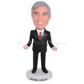 Man in black suit matching with red tie custom bobbleheads