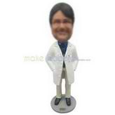 Male doctor in doctor's overall wearing a pair of glasses custom bobbleheads 