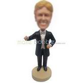 Yellow hair man in black suit matching with a bowknot tie custom bobbleheads 