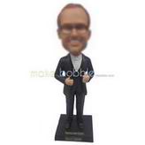 Glasses man in black suit custom bobbleheads 