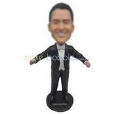 Man in black suit opening his arms custom bobbleheads 