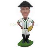 Male baseball player in white sports suit custom bobbleheads