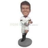 Football player in white sports suit custom bobbleheads