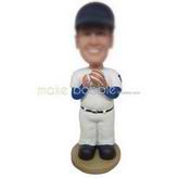 Football player in white sports suit wearing a cap custom bobbleheads