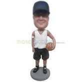 Basketball player in white vest matching with black shorts custom bobbleheads