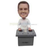 Male DJ player in white T-shirt custom bobbleheads