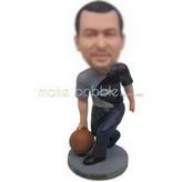 Man in grey T-shirt playing basketball custom bobbleheads