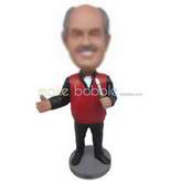 Man in red T-shirt matching with a pair of black pants custom bobbleheads