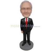 Business man in black suit matching with a red tie custom bobbleheads