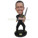 Man in black leisure wear holding a sword custom bobbleheads