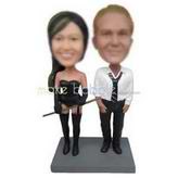 Female dole dancer and male dole dancer in white T-shirt custom bobbleheads