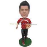 Football player in red sports wear custom bobbleheads