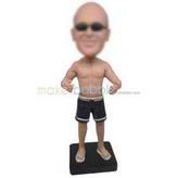 Black sunglasses man in black shorts custom bobbleheads