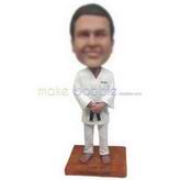 Man in white taekwondo uniforms custom bobbleheads