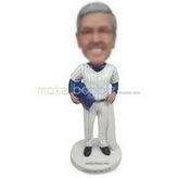 Glasses man in white sports wear custom bobbleheads