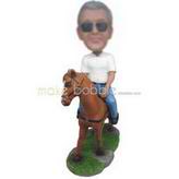 Black sunglasses man riding a horse custom bobbleheads