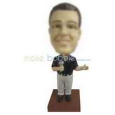 Glasses man in black T-shirt holding a microphone custom bobbleheads