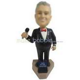 Male host in black suit custom bobbleheads