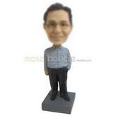 Glasses man in T-shirt matching with black pants custom bobbleheads