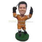 Ice hockey player in orange sports wear custom bobbleheads