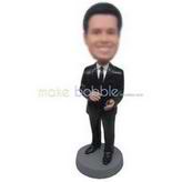 Business man in black suit custom bobbleheads