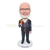 Personalized custom kindly man bobblehead 